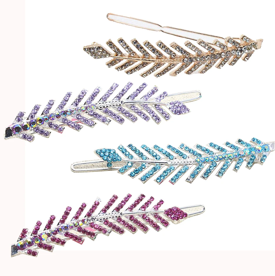 1pc Crystal Feather Hair Clip Fashion New Hair Grip Beauty Women
