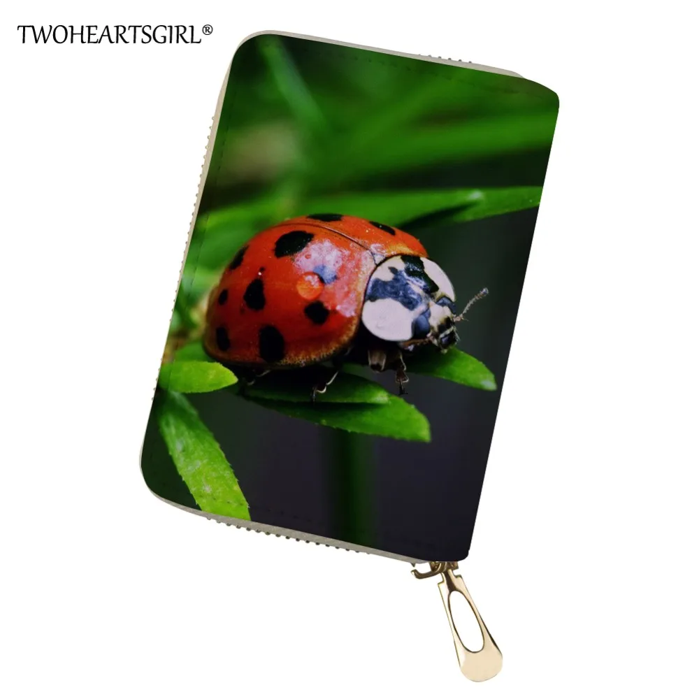 

Twoheartsgirl Credit Card Holder for Women Cute Ladybug Prints ID Card Holder Card Protection Coin Purse Cardholder Wallet Small