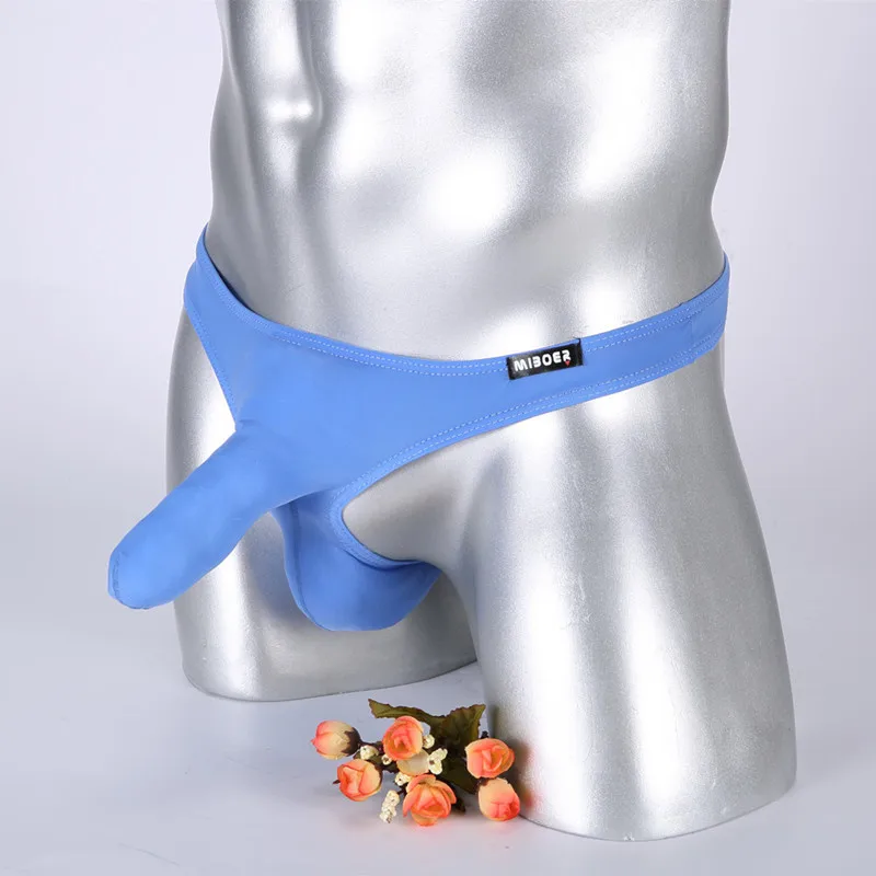 

Men's Briefs Ice Silk Seamless Long Bulge Pouch Bikini Sexy Low Waist Male Underwear Breathable Briefs Gay Panties Plus Size