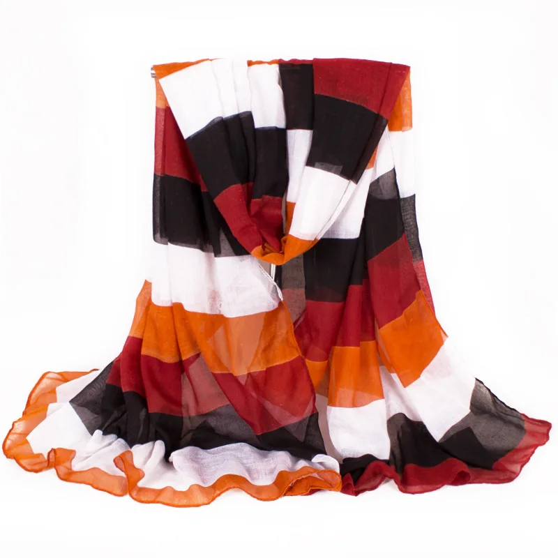 

Winter Designer Striped Printing Polyester Long Scarf Women&Men Brand Orange/Gray Shawl Wrap Knit Bufandas Hijab 180*110cm