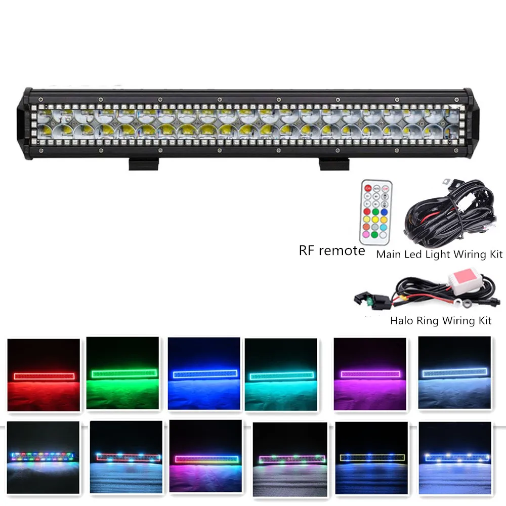 Honzdda 20 &quot126 Вт 4D RGB Halo Кольцо offсветодио дный road светодиодный свет бар 12 В в 24 много