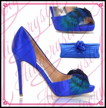 Aidocrystal Italienischen design mit African schuhe und taschen zu spiel hochzeitskleid Blaue farbe schuhe, die beutel-set