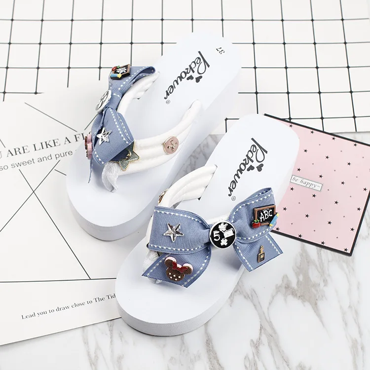 2017 New Korean Summer Style Non-slip Slippers Flip Flops Online Cheap High Heels Platform Shoes61