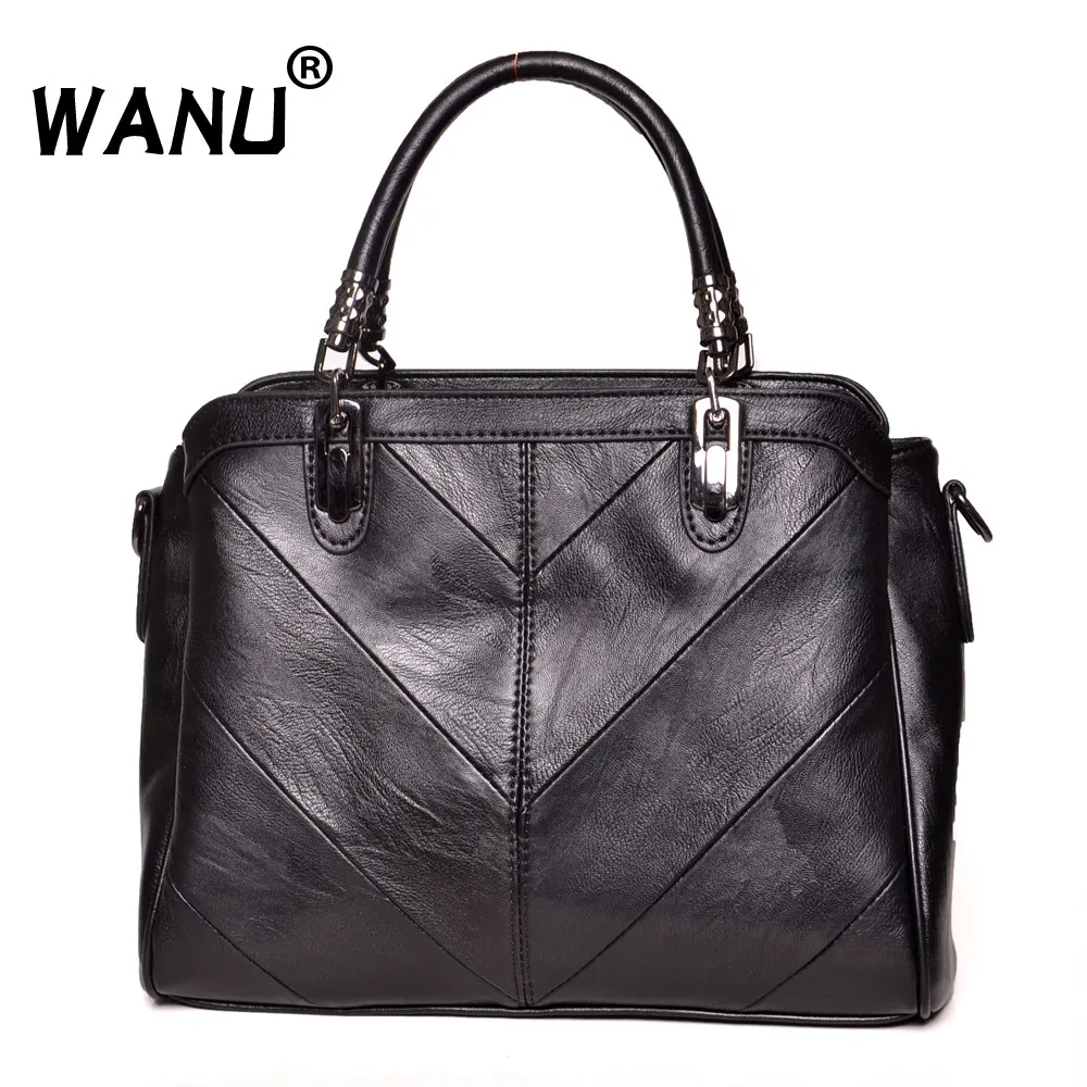 

High quality leather women bag casual totes sheepskin shoulder bags big black female crossbody bag gift for mother wife
