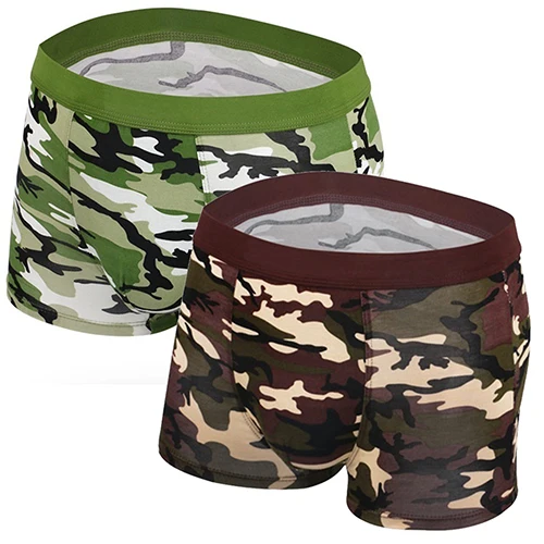 2017 4 Pcs Men's Underwear Military Camouflage Printing Boxer Fashion