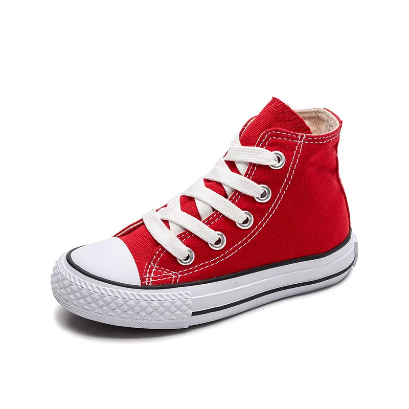 Официальные Детские кроссовки, кроссовки для бега для мальчиков и девочек, ботинки "олдскул", все цвета, белые высокие, Chlidren, массивные, Звездные кеды из ткани, максимальный размер 38 - Цвет: Красный