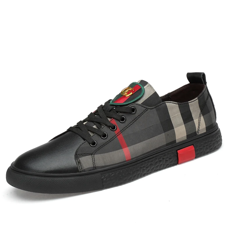 

2019 Newest Style Mens Fashion Lace-up Shoes Rubber Flat Sneakers Spring and Autumn Male Black Mens Casual Shoes Tenis Masculino
