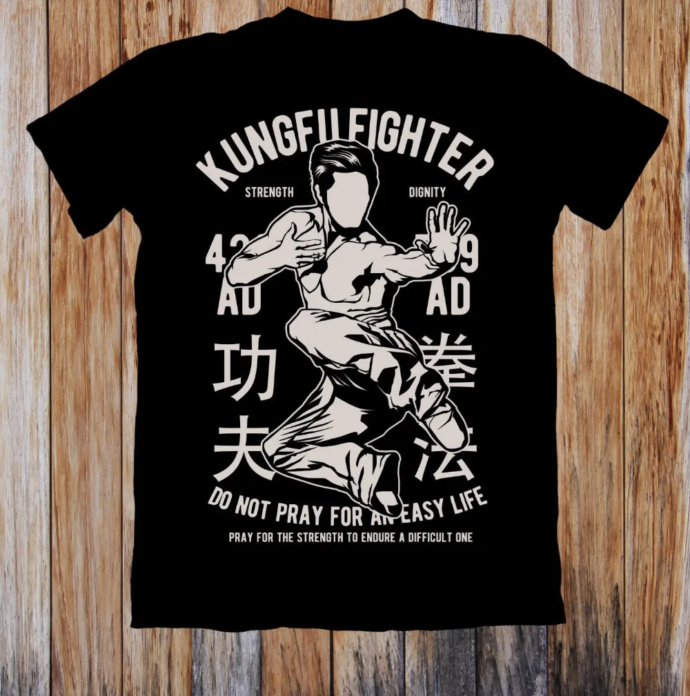 

Kung-Fu Fighter Unisex T-Shirt Fashion Men T Shirts Round Neck Cotton T Shirt