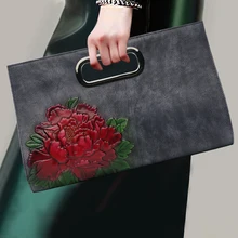 Благородная женская сумка из натуральной кожи коровья кожа узор цветы пиона сумки женские вечерние сумки с ручкой через плечо