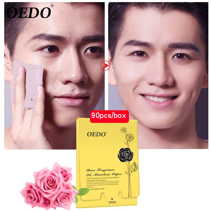 

90pcs/box OEDO Rose Oil Absorbing Paper Facial Deep Cleansing Pore Control Oil Facial Does Not Damage Skin Improves Oily Skin