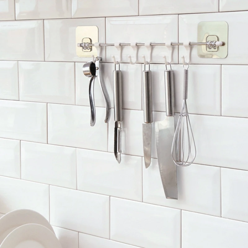 6 Hooks Bathroom Door Hanging Rack Kitchen Organizer Clothes Hanger Bearing Over Towel Holde | Дом и сад