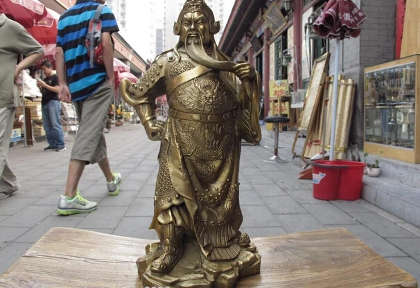 

song voge gem S0730 China Folk exquisite Brass Copper Warrior Dragon Guan Gong GuanYu Buddha Statue