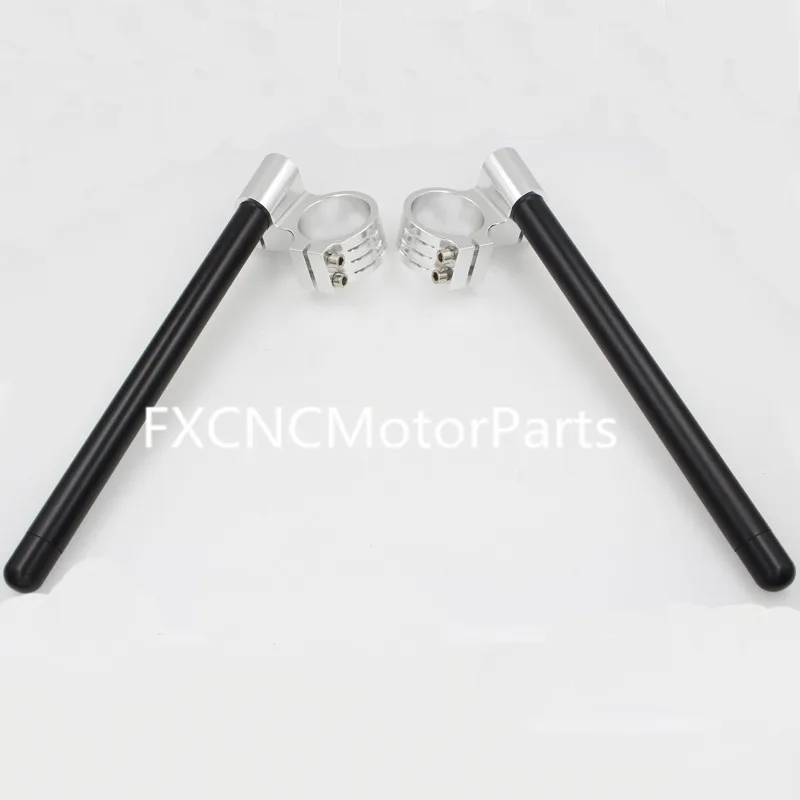 46MM Black & Silver CNC 1" Riser Clip On Higher Clipons Handlebar Forks Aluminum For KAWASAKI