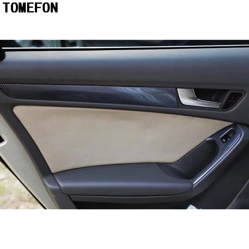 TOMEFON plástico fibra de carbono pintura engranaje delantero Shif Panel marco ventana interruptor manija ajuste piezas interiores para Audi A4L 2009 -2016
