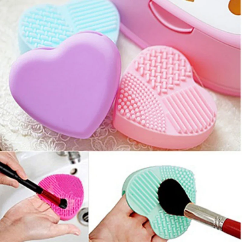 

Heart Shape Make Up Brushes Colorful Clean Wash Brush Silica Glove Scrubber Board Cosmetic Cleaning Makeup Brushes Tools
