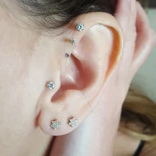 Новинка, Простой Изящный цветок, гвоздики, подарок для девочки, крошечные фианиты, камень, золото, 925 пробы, серебро, металл, тонкая изящная серьга