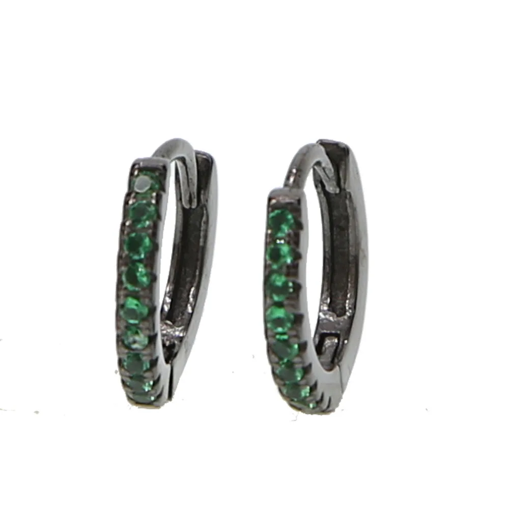 100% 925 sterling silver 10-12mm very tiny mini circle blue red green white cubic zirconia circle clip on women multiple earring