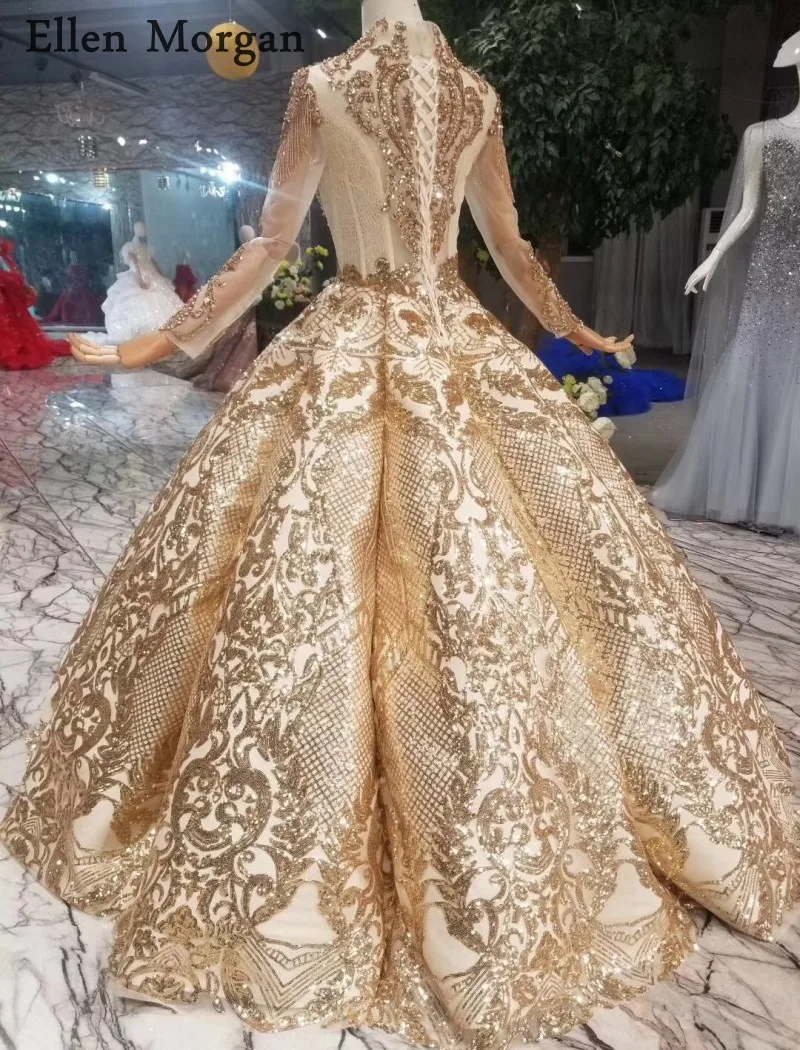 Ofertaespecial Vestidos De Novia Con Purpurina Dorada Vestidos De Boda Para Mujer Hasta El Suelo Encaje Con Patron De Vestidos De Novia Vestidos De Novia Para Chicas De Negro Africano 2019 September