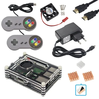 

For Raspberry Pi 3 B Plus kit 9 Layers Acrylic Case + Fan Cooler + USB Gamepad Controller + Power for Raspberry Pi 3 Model B+ 3B
