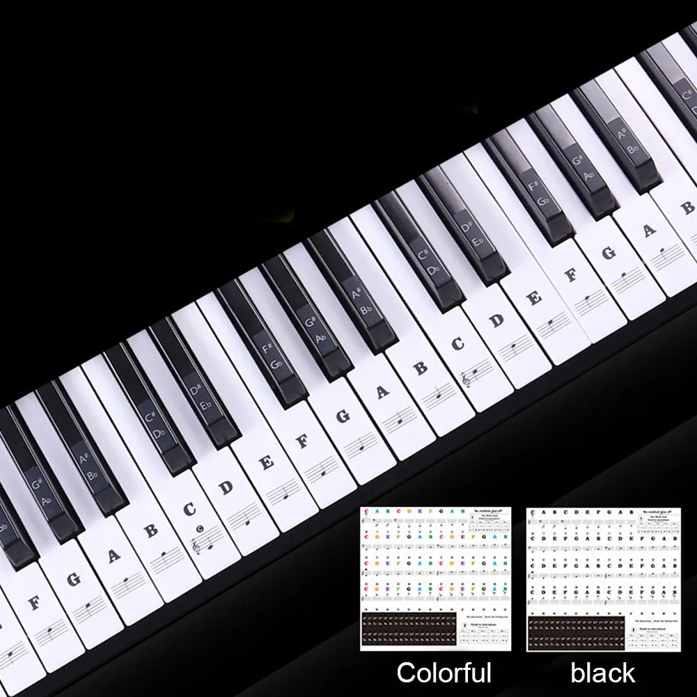 

Piano Keyboard PVC Sticker Stave Note Biginners Music Decal 54 61 88 Keys Piano Sticker Removable Label Electronic Key Sticker