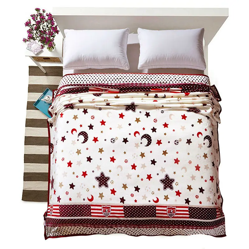 Brief moon stars print white summer throw multifunctional blankets