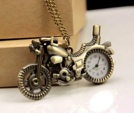 Новые бронзовые винтажные Ретро мотоциклетные карманные часы ожерелье подвеска женские часы кварцевые часы лучшие подарки relogio