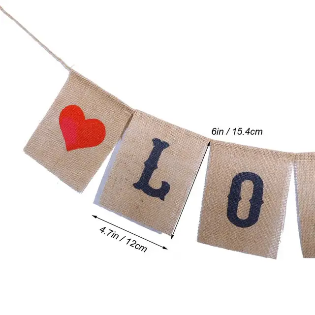 2 Meters LOVE Sign Rustic Jute Burlap Banners Wedding Garland Decoration Photo Booth Props for Wedding Engagement Party Favors