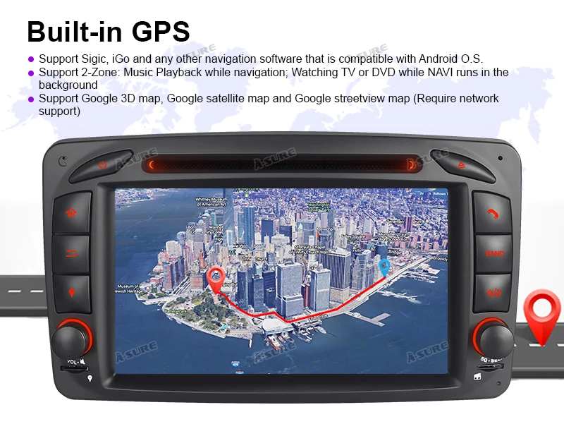 Clearance A-Sure 2 Din Android 9.0 Radio GPS DVD Player Navigation For Mercedes Benz C-class W203 CLK G500 Viano Vito Class G-Class W463 28