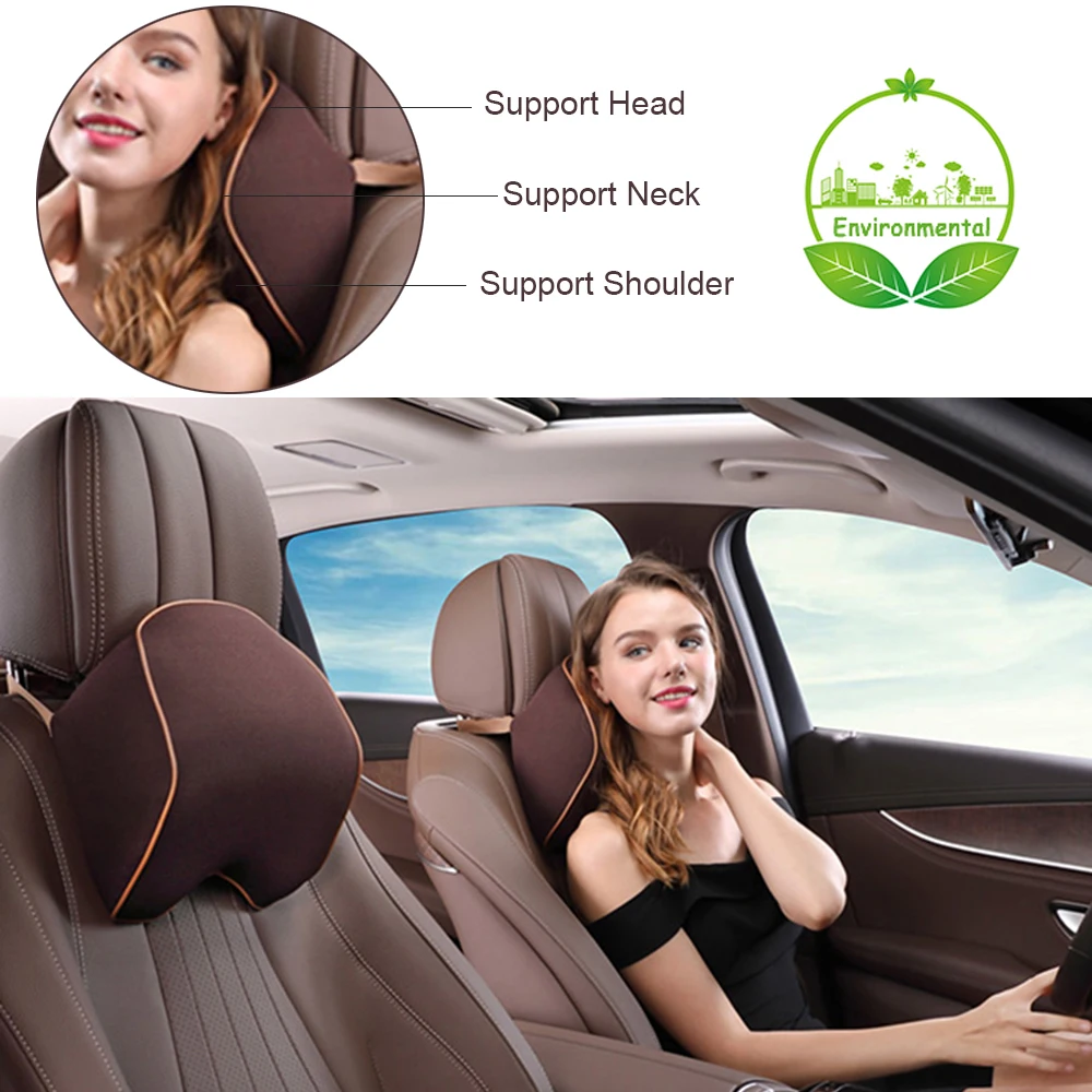 

JINSERTA Memory Foam Car Headrest Neck Pillow Seat Back Cushions Head Restraint Travel Pillow for Car Flight Home Office