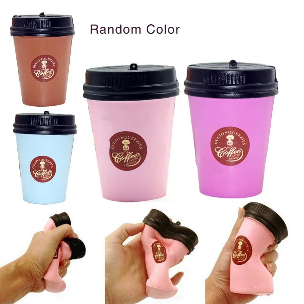 1 Pc Cute Squishy Slow Rising Jumbo 11CM Coffee Cup Phone Strap Kawaii Pendant Stretchy Bread