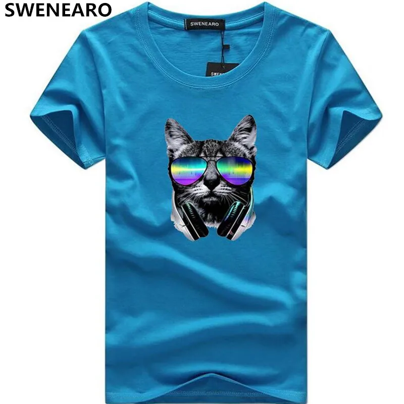 

Men T Shirt smmer fashion short music DJ cat printed Funny t-shirt trend men tops man funny t shirts hip hop Large size 5XL