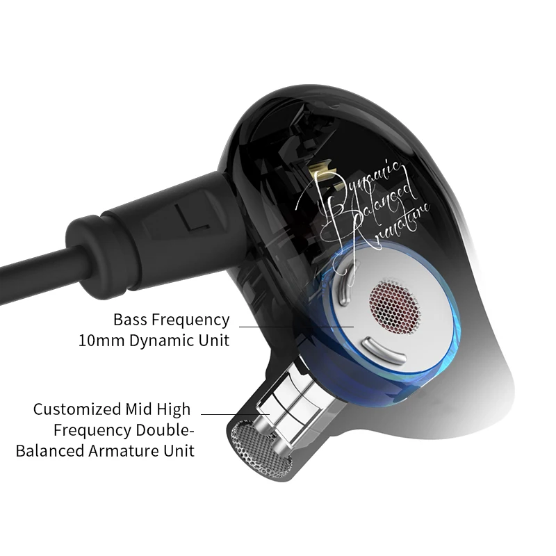 KZ ED16 Earphone 2BA+1DD Armature &Dynamic Hybrid Headset Earphone HiFi Heavy bass Sport Earbuds With 2 pin Cable KZ ZS10 BA10