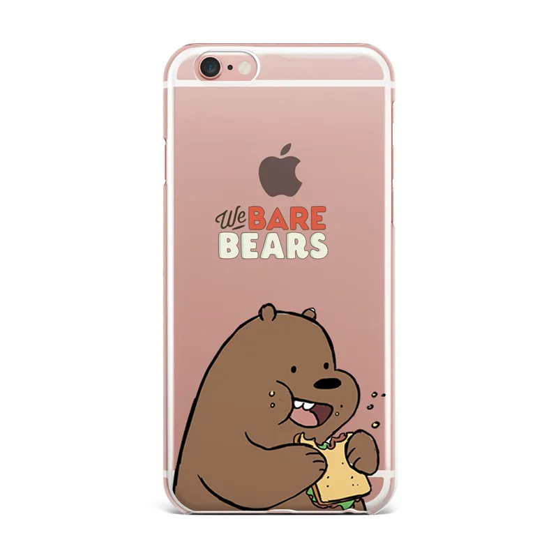 Transparent Hard Phone Case For iPhone X SE 5 5S 6 6S 7 8 Plus Cartoon Animation We Bare Bears Grizzly & Panda & Ice Bear Cover