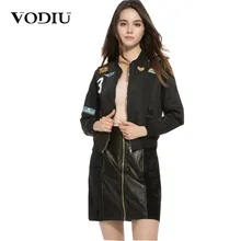 Куртка-бомбер женские весенние значки Топы пилот с нашивками тонкая женская ветровка верхняя одежда на молнии тонкие женские куртки базовые пальто