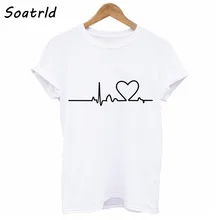 ¡Novedad! Camiseta Harajuku de verano para mujer, camiseta a la moda con corazón impreso, camisetas para mujer, camisetas casuales de talla grande, camisetas femeninas