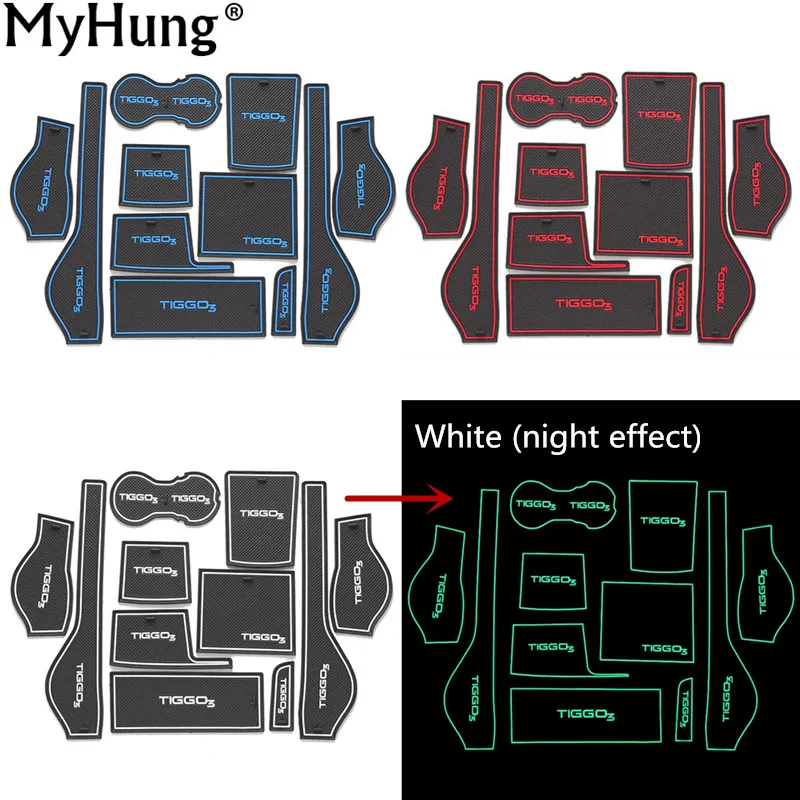 

For CHERY TIGGO3 2014 2015 Car Anti slip Non-slip latex Cup Holder Sticker Gate Slot Pad Door Groove Mat Car-Styling 11Pcs