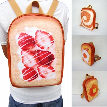 

Japan and South Korea Harajuku Style Poached Eggs Toast Backpack Couple Bread Backpack Cute Fun Student Schoolbag