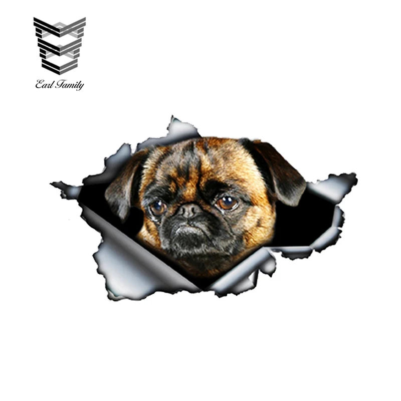 

EARLFAMILY 13cm x 7.8cm Brussels Griffon Dog Car Sticker Torn Metal Decal Reflective Stickers Waterproof Car Styling Pet Decals