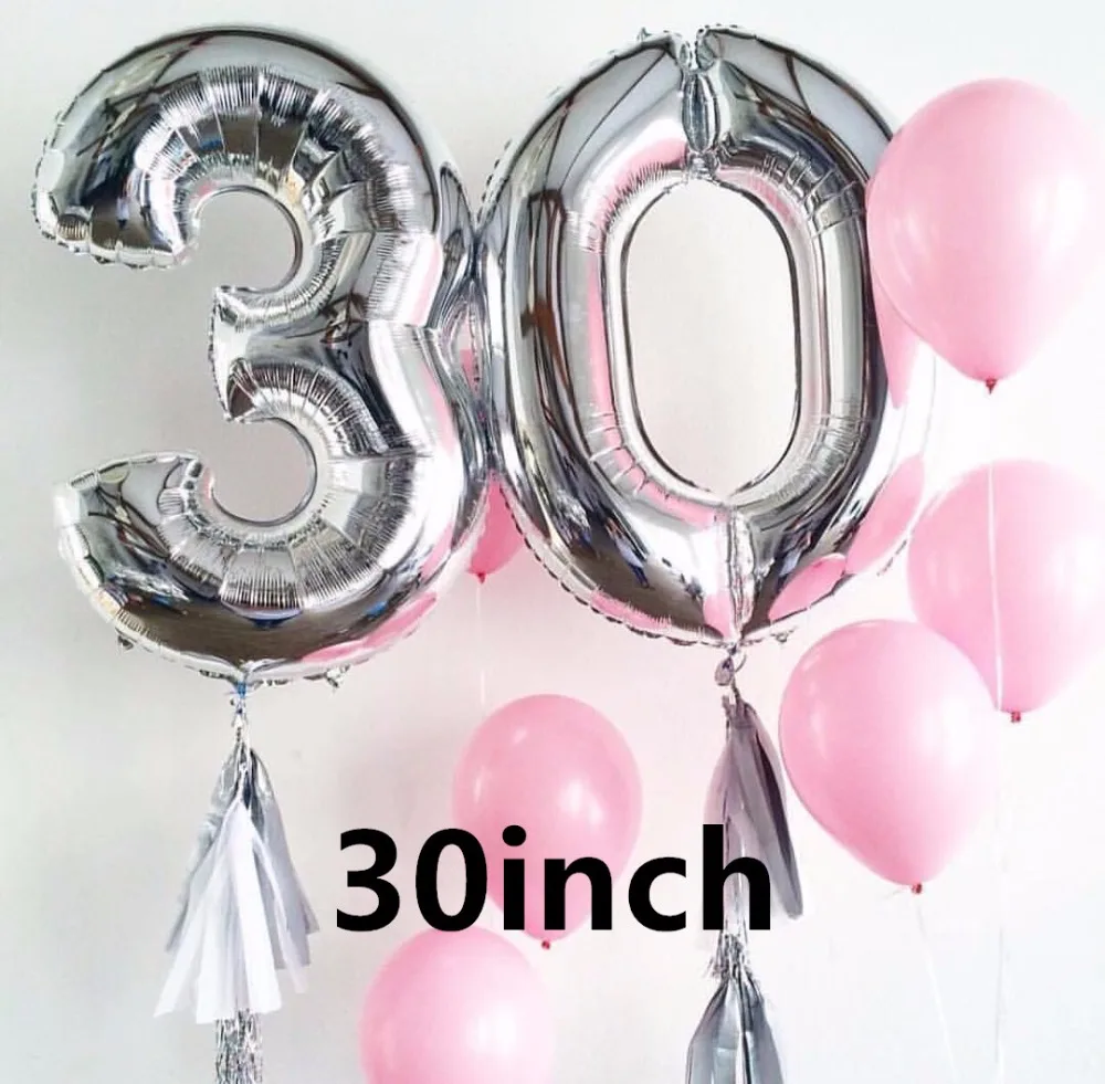 1 комплект 30 дюймов серебряные цифры фольгированный шар 18 звезда 50 с надписью на