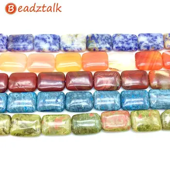 

Beadztalk Fashion Stone Beads String Flat Rectangle Puff Bead 13x18 mm Cushion DIY Making Jewelry Earrings Bracelet etc
