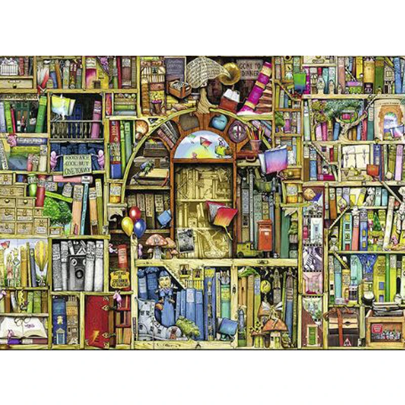 Cute Books Shelf House 5d diy Diamond Painting Full Round Rhinestone