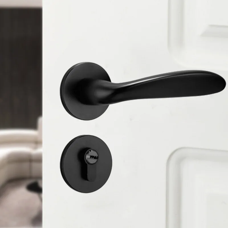  Bedroom Aluminium Alloy Mechanical Lock Continental Indoor Minimalist interior door handle lock Sec - 32947455988