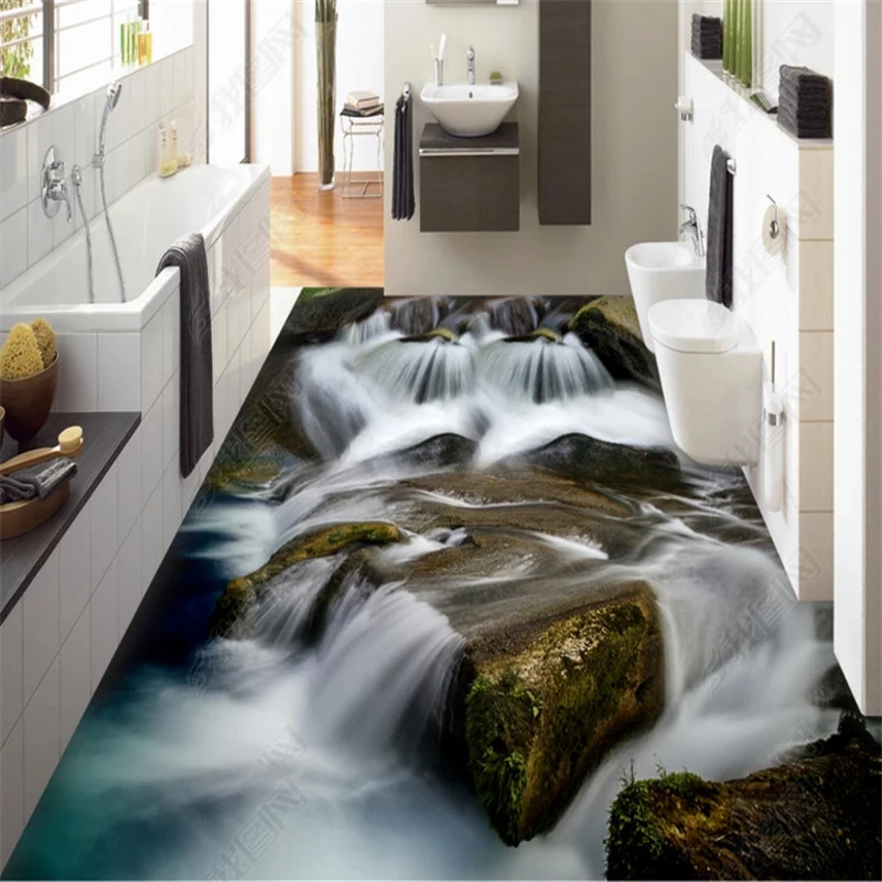 beibehang Custom fashion classic waterproof pvc waterfall water suitable for indoor 3D floor zenith papel de parede 3d wallpaper