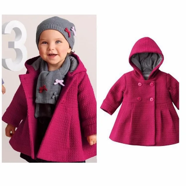 Red Newborn coat Baby Girls Trench Jacket overcoat Hooded Gown Warm