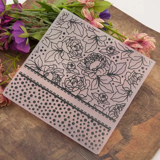 Buy 15x15cm Flower Line Dot Embossing folders Plastic
