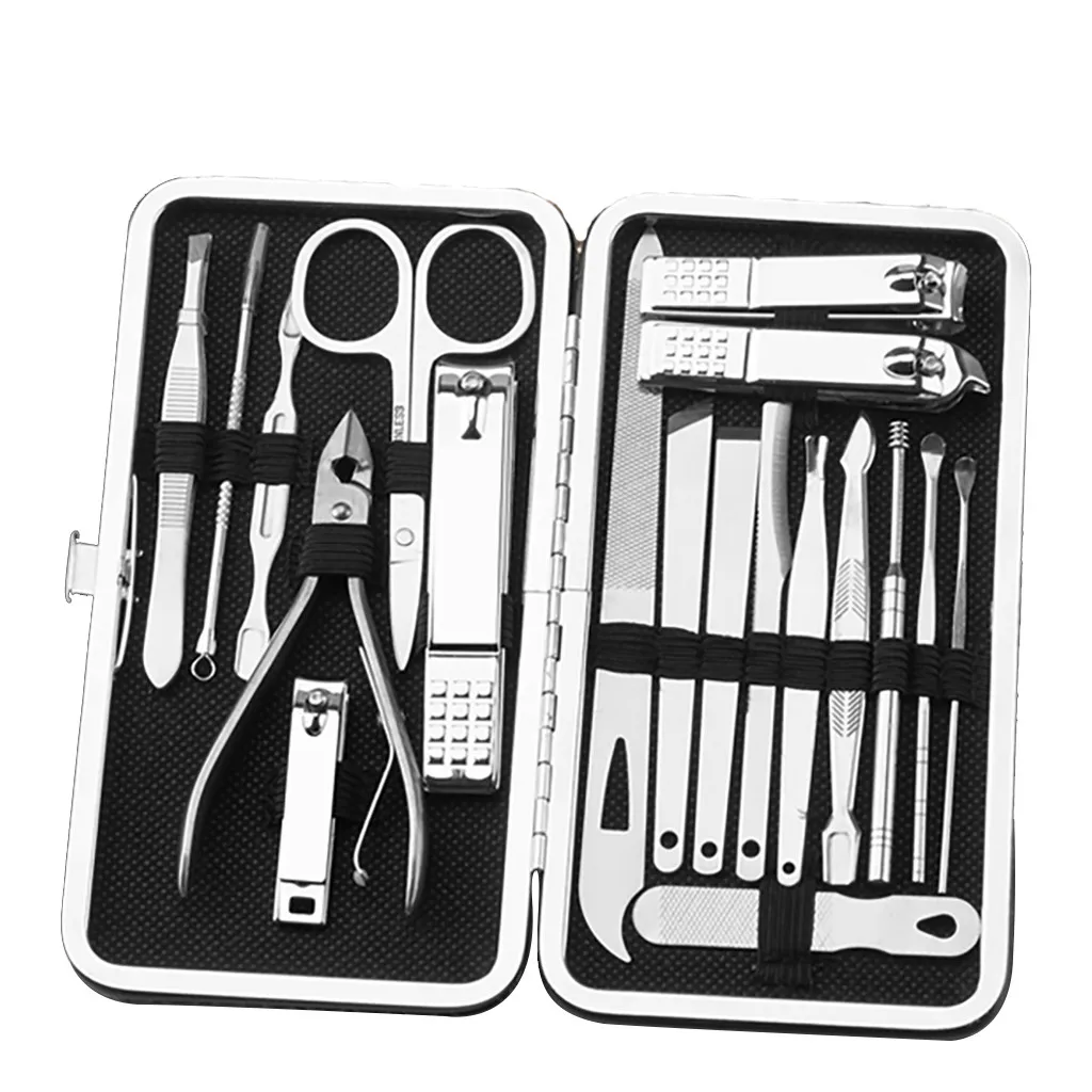 

16Pcs Manicure Pedicure Set Nail Clipper Trimmer Stainless Steel Blackhead Facial Acne Spot Earpick Nail Clipper Scissors Set