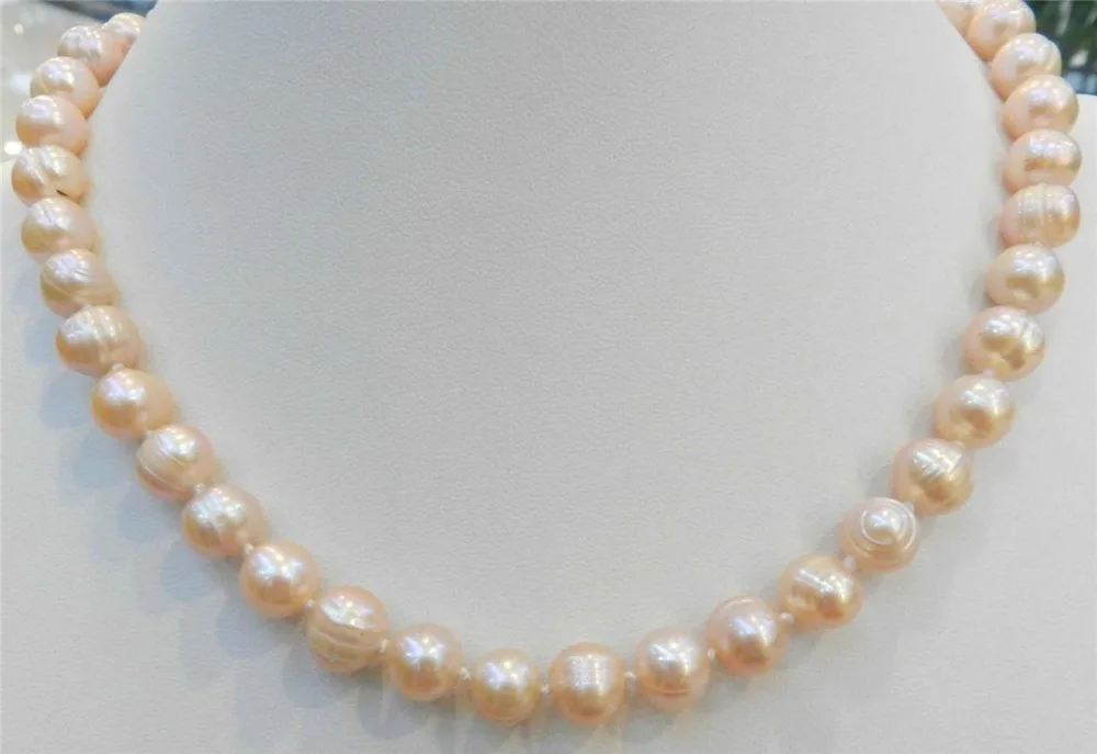 

Free shipping@@@@@ Free shipping 9-10mm Real Natural Pink Cultivation Pearl Necklace 17" +FS a