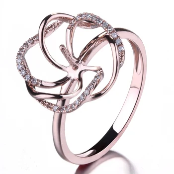

HELON Solid 10K Rose Gold 8-11mm Pearl Round Cut Semi-Mount Engagement Wedding Diamond Ring Women's Fine Jewelry Ring Setting