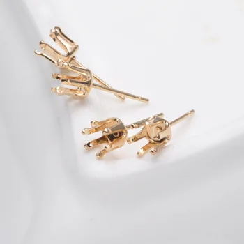 

400pcs 4/6/8/10mm Stud Earrings Blank Findings Faceted Stone Setting Diy Earring Claw Base for Jewelry Making