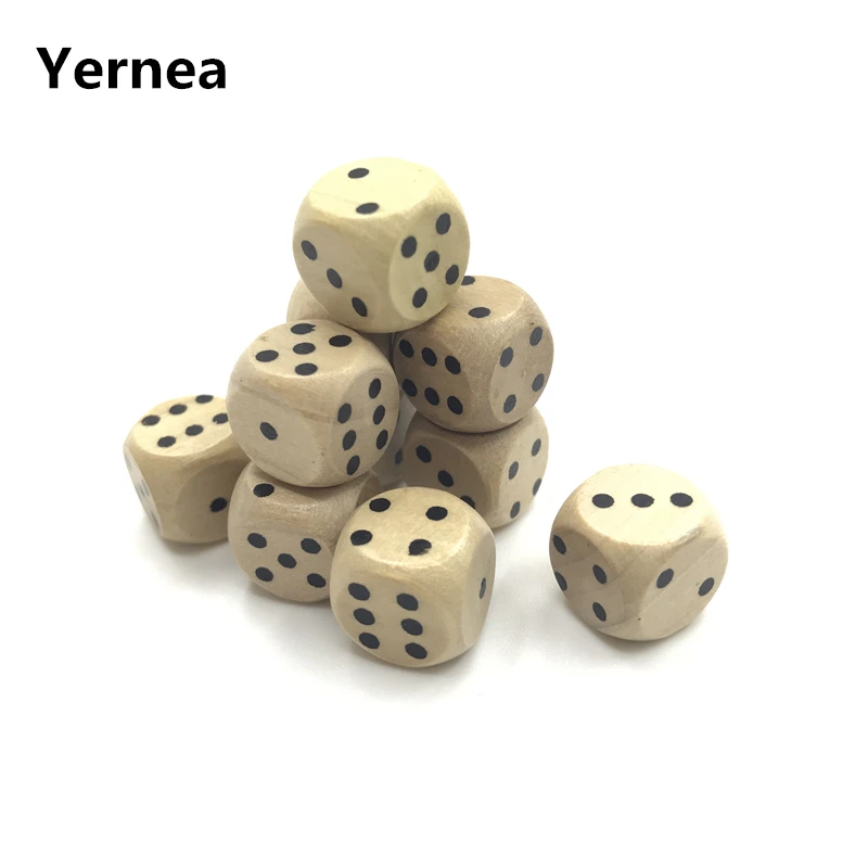 Yerner 6 шт. 12 мм питьевой деревянный Игральная кость закругленный угол Woodiness точка